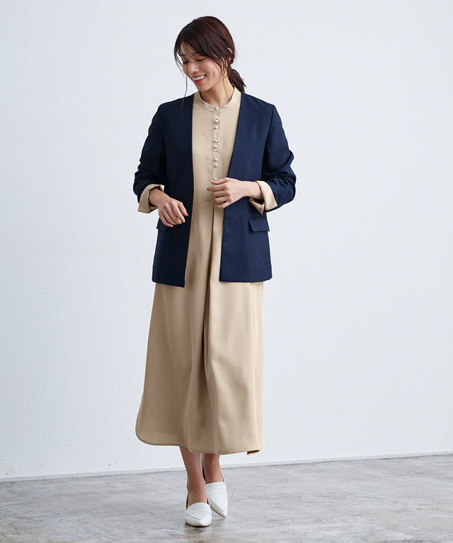 ヴィンテージ ビンテージ 花柄 ノーカラー ジャケット ネイビー ヴィンテージ ビンテージ 花柄 ノーカラー ジャケット ネイビー