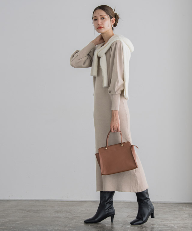 ニットワンピコーデは通称“P巻き”で周りと差をつけて！前後逆に着るのもおすすめ