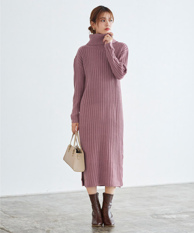 カラーニットワンピは一枚でキマる楽ちんアイテム◎秋冬にはピンクがおすすめ♡