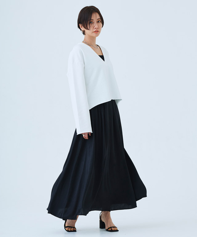 10％OFF】【スピード配送】[RASW] サテンタックフレアスカート