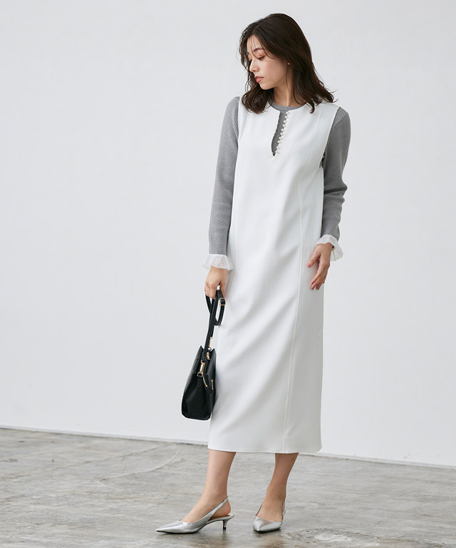 【rirariraさま専門】スリースクエア 　パールジャンパースカート　ネイビー 2025年最新】three square ジャンパースカートの人気アイテム