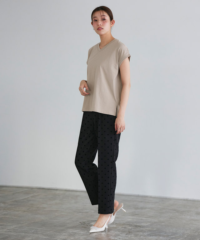  HEM ロイヤルヘムネイビー ドット テーパードスラックス美品 HEM ロイヤルヘムネイビー ドット テーパードスラックス美品 ROYAL HEM