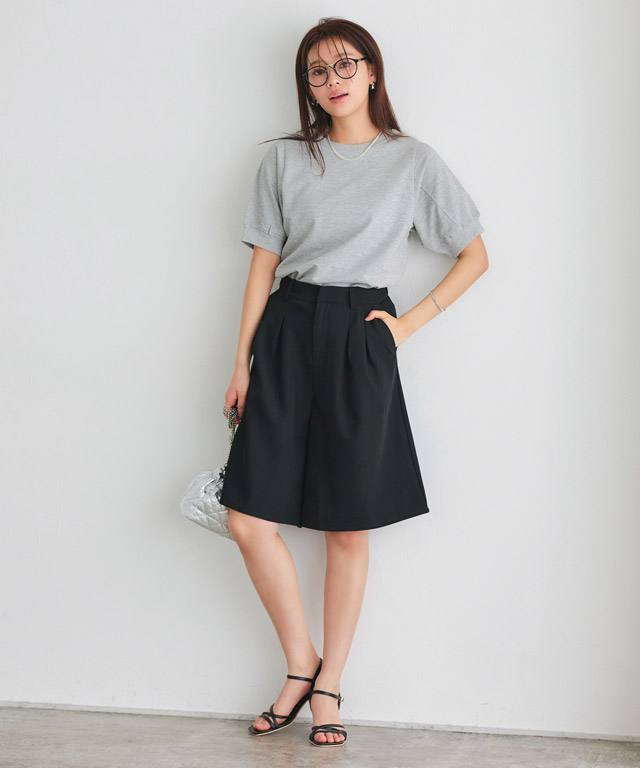 美品 Women's レディース lady's パンツ インシュレーテッドビブ ハイウエストフレアハーフパンツ【Pierrot】【スピード配送