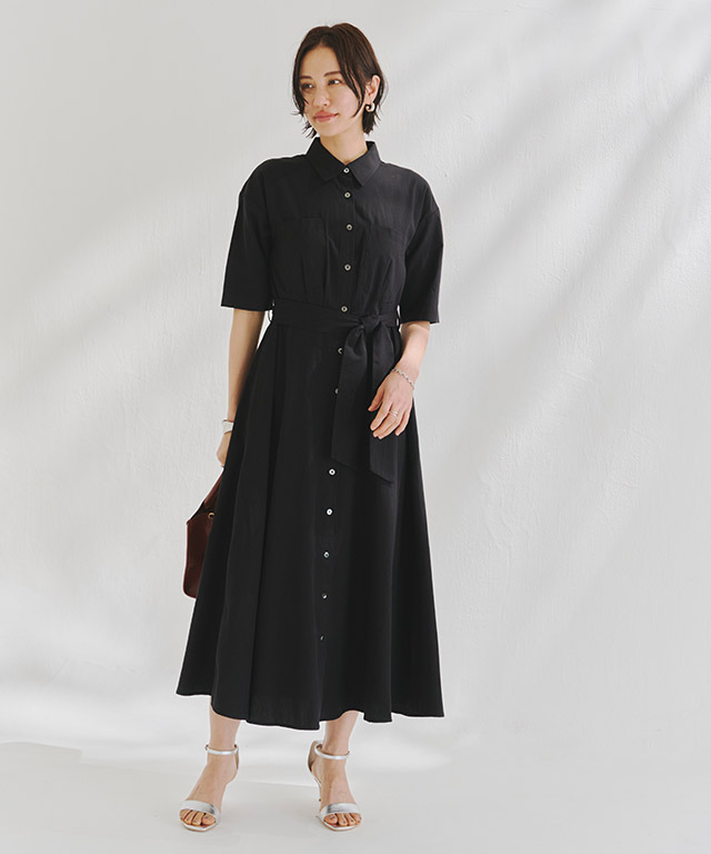 シャツワンピース ベルテッドポケットシャツワンピース NATURAL BEAUTY BASIC｜ベルテッドポケットシャツワンピース