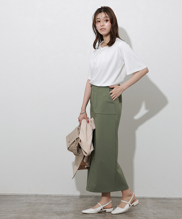 未使用品【Col Pierrot】 Sleeve Pleats Tシャツ 接触冷感トップス2点で20%OFFクーポン対象】接触冷感セミフレア
