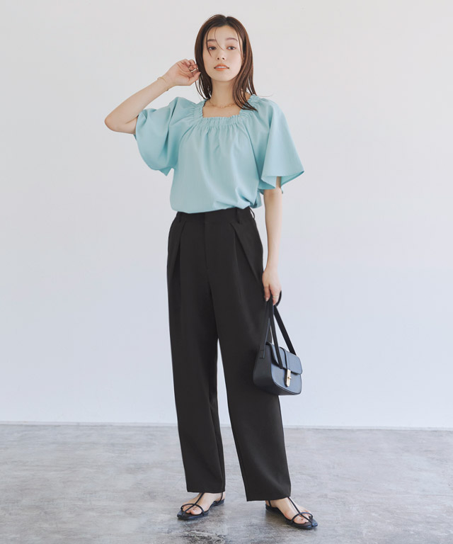 ピンタックストレートデニム デニムパンツ ジーンズ[品番