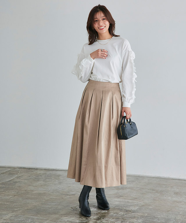 フロントフリルカットソー トップス カットソー レディース M L