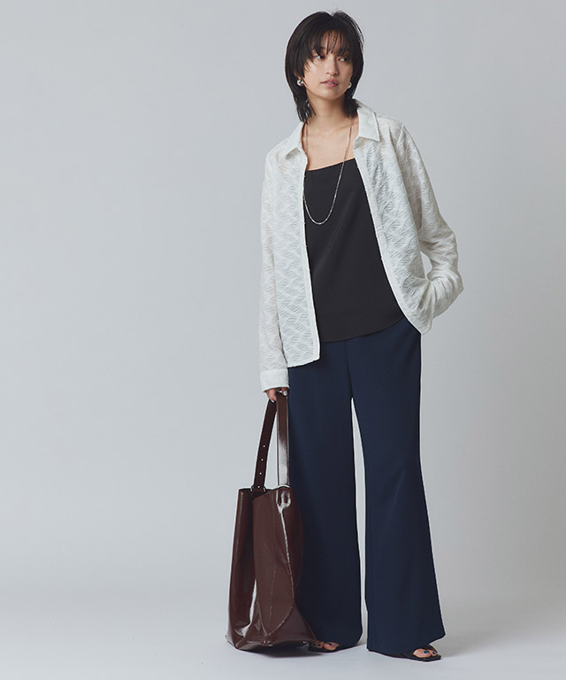 シャツ レディース 長袖 レース ジャカード ホック RASW RASW シャツ レディース 長袖 レース ジャカード ホック