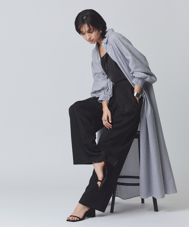 限定SALE⭐︎新品hitomi ribbon tuck pants ブラック　S SHE Tokyo(シートウキョウ) ワンピースS-SK-453 S-SK-453