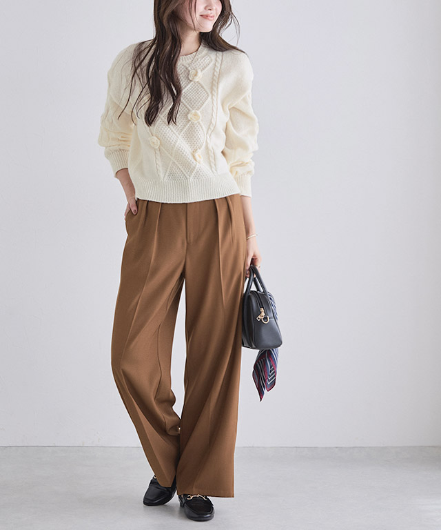 ぴえろページ ストレッチツイルワイドパンツ 【Pierrot】【スピード配送】