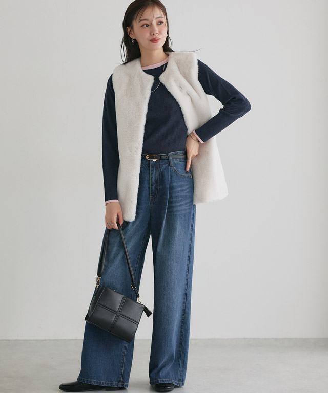 ふんわりシャギーで魅せる！大人ピンクの上質カジュアル