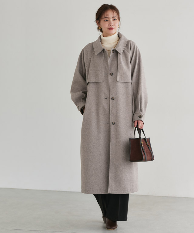 トレンチディテールが光る！ロングコートでつくるきれいめ大人のワントーン
