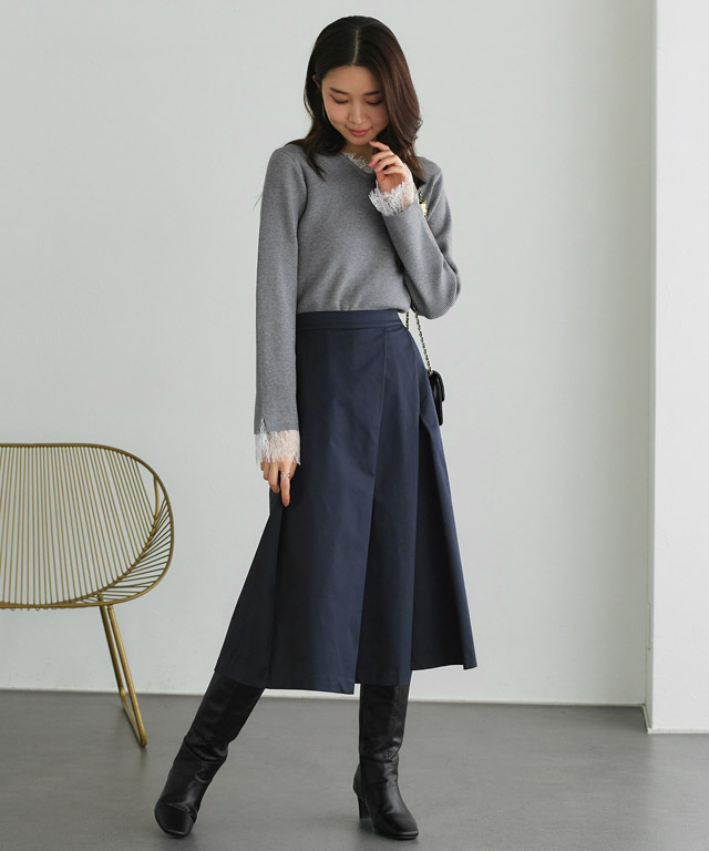 繊細レースが魅力♡上品トップス×タックスカートの大人スタイル